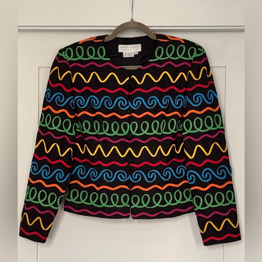 Fun Multicolor Wave-Pattern Jacket by Maggy London